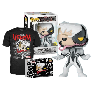 ФУТБОЛКА ТА ФІГУРКА POP ANTI-VENOM (SIZE M) / ФАНКО ПОП АНТИ-ВЕНОМ (РОЗМІР М)