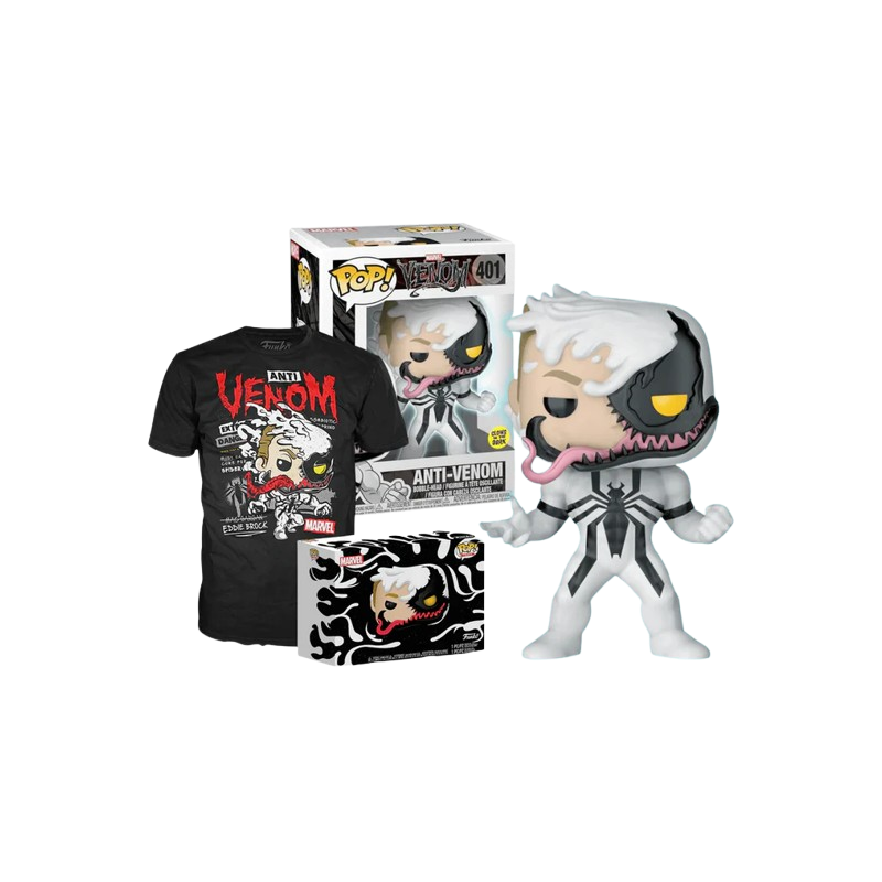 ФУТБОЛКА ТА ФІГУРКА POP ANTI-VENOM (SIZE M) / ФАНКО ПОП АНТИ-ВЕНОМ (РОЗМІР М)